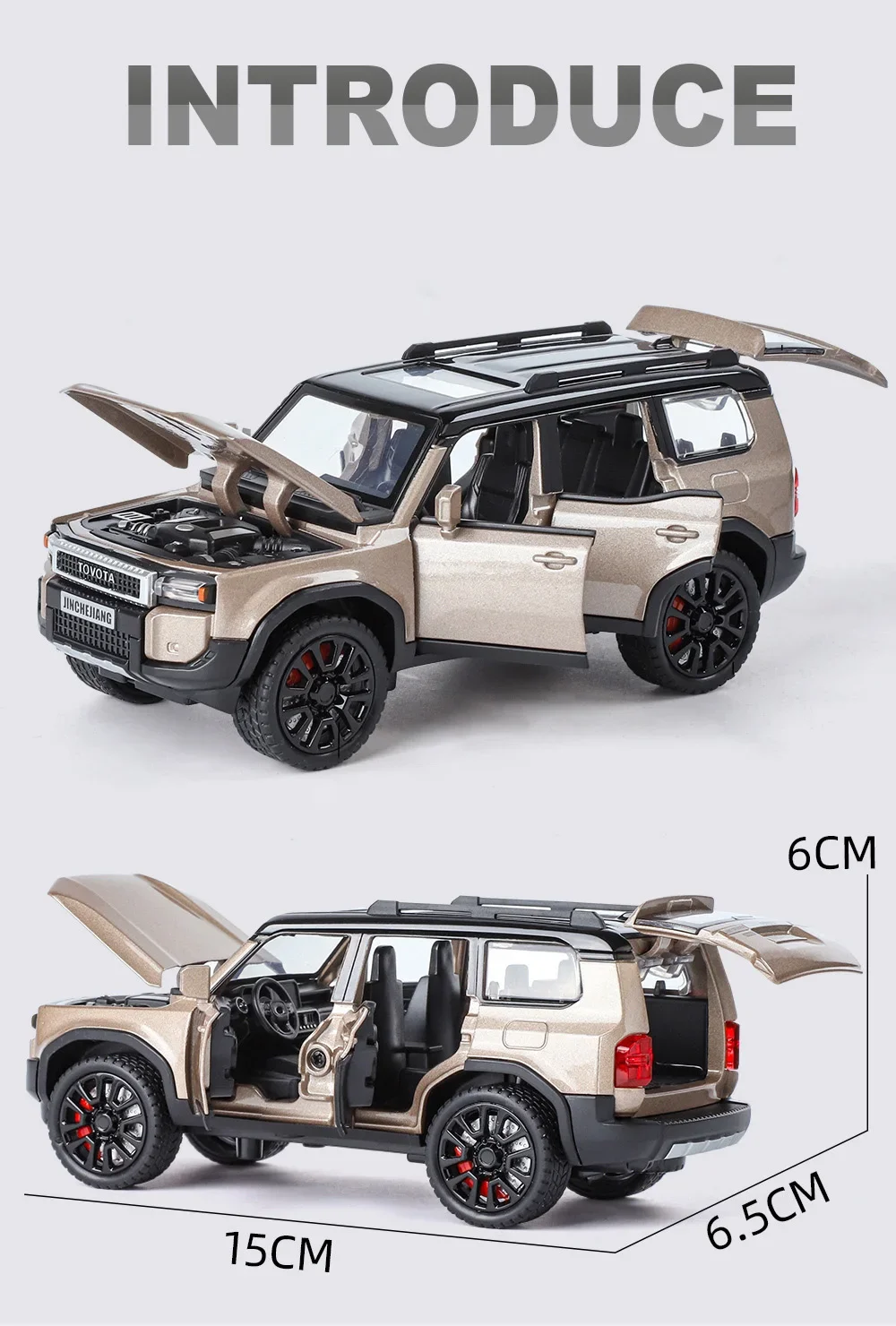 1:32 Toyota Land Cruiser Prado Suv Alloy Die Cast Toy Car Model Sound And Light Children'S Toy Collectibles