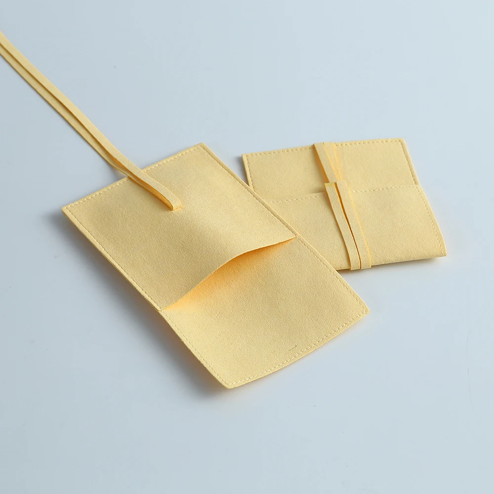 Wholesale Packaging Pouch Yellow Microfiber Jewelry Ring Earrings Storange Envelope Bag Candy Wedding Anniversary Gift