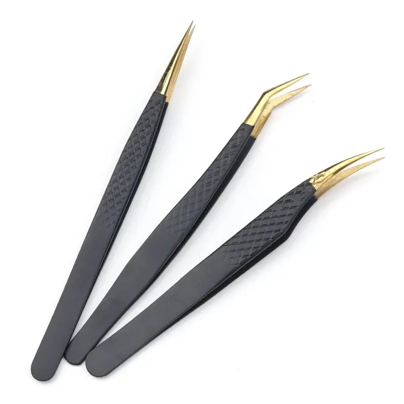 Makeup Eyelash Tweezers High Precision Clip Nail Drill Eyelash Eyebrow Stainless Steel Tweezers Woman Beauty Tools 1pcs