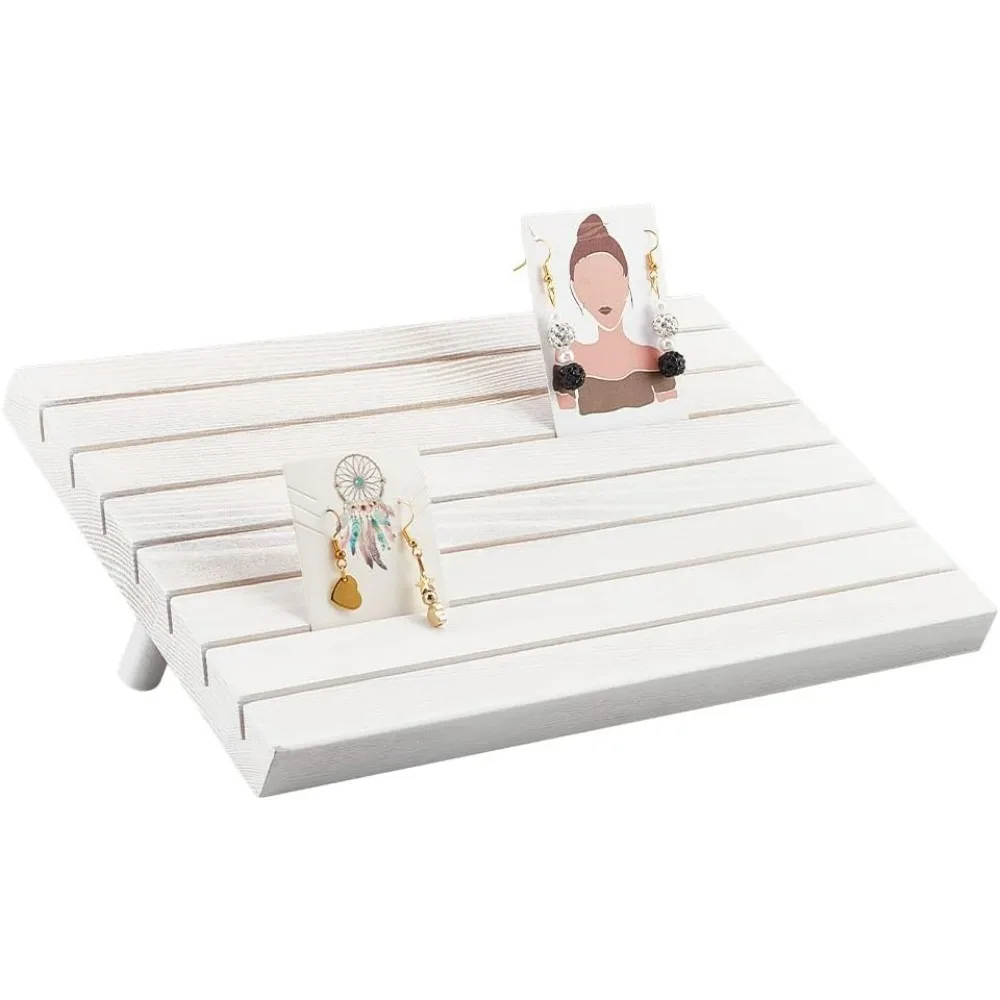 Jewelry Box Wood Earring Card Holder with 2 Detachable Pegs White Jewelry Earring Display Holder Organizer for Selling 11.4&times;7.4"