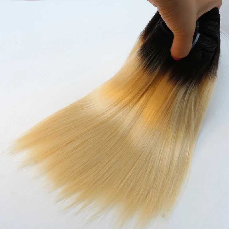 Straight Mink Human Hair Bundle Unproccessed Raw Virgin Human Hair Blond Color One Donor Ombre Blond Raw Virgin
