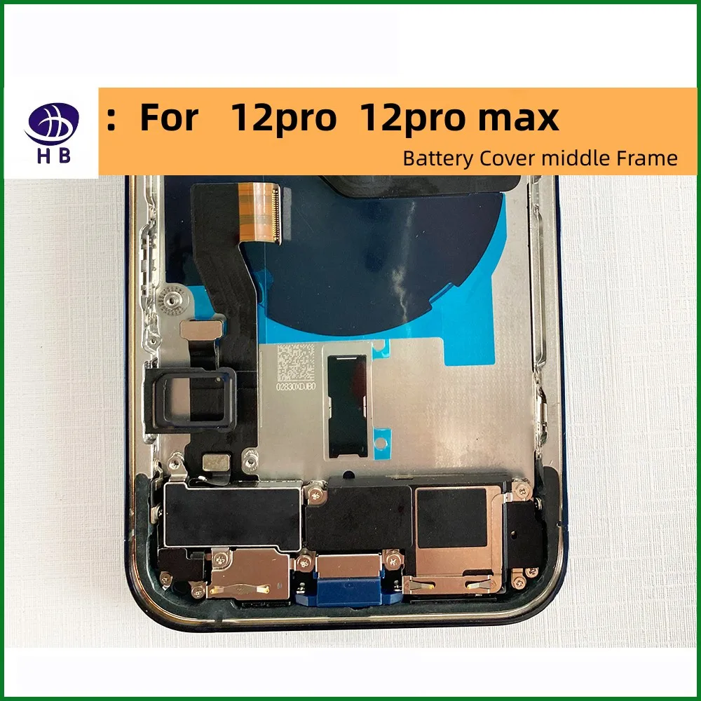 For iPhone 12Pro/12PROMax Battery Back Cover, Middle Case SIM Card Tray, Side Key Assembly, Soft Case Cable Installation Housing