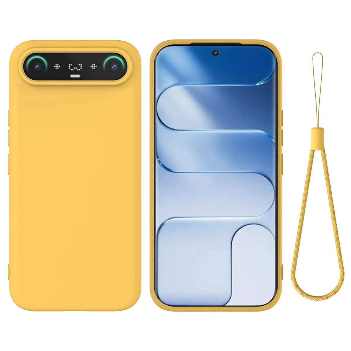 Slim Shockproof Liquid Silicone Phone Case with Protective Strap
