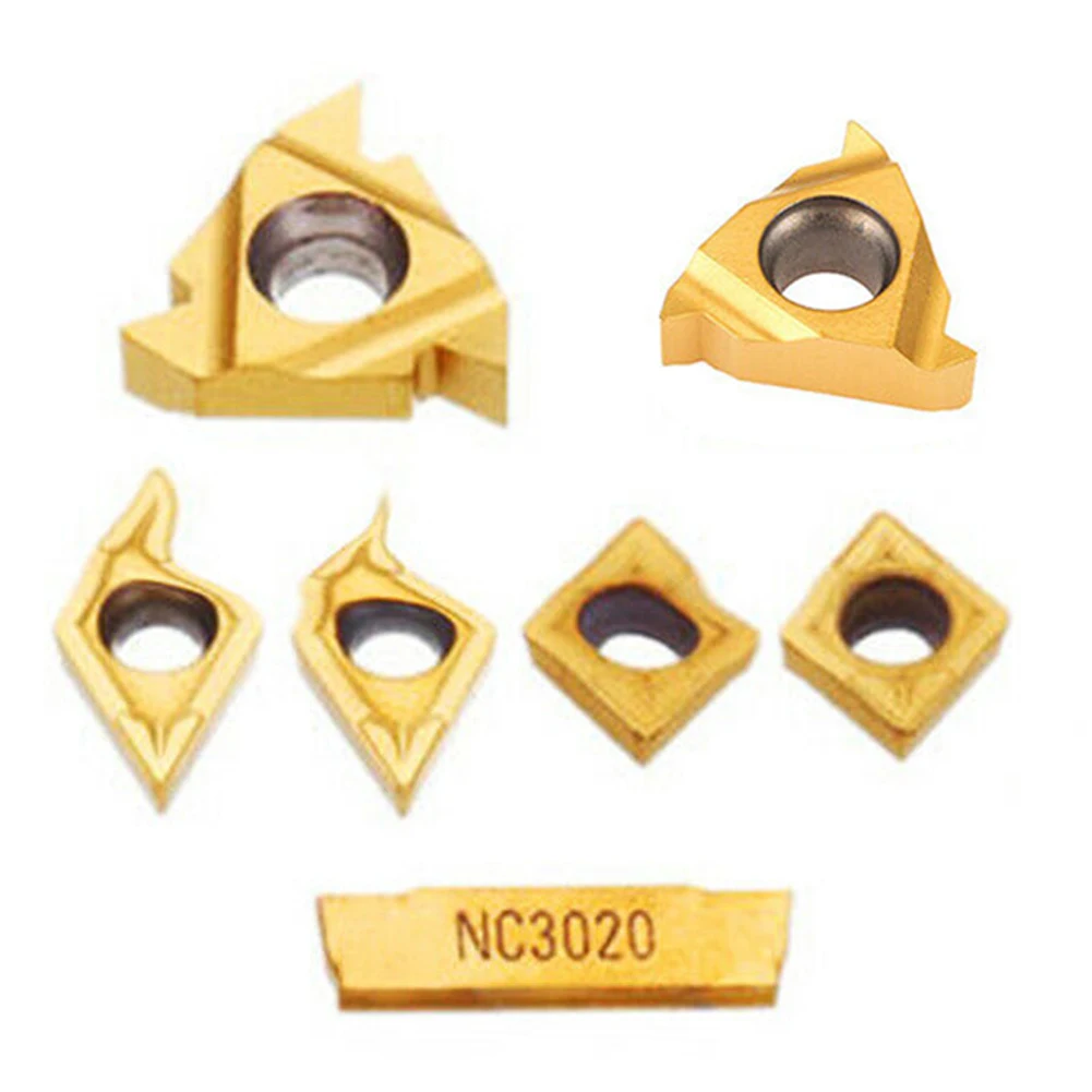 

Brand New High Quality Multifunction Carbide Insert Blades 11IR 16ER 7Pcs Carbide DCMT070204 For 12mm Bar MGMN200