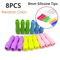 Eco-Friendly 6-Inch Glass Drinking Straws - Set of 8 Reusable Cocktail Straws (8pcs Silicone Tips)