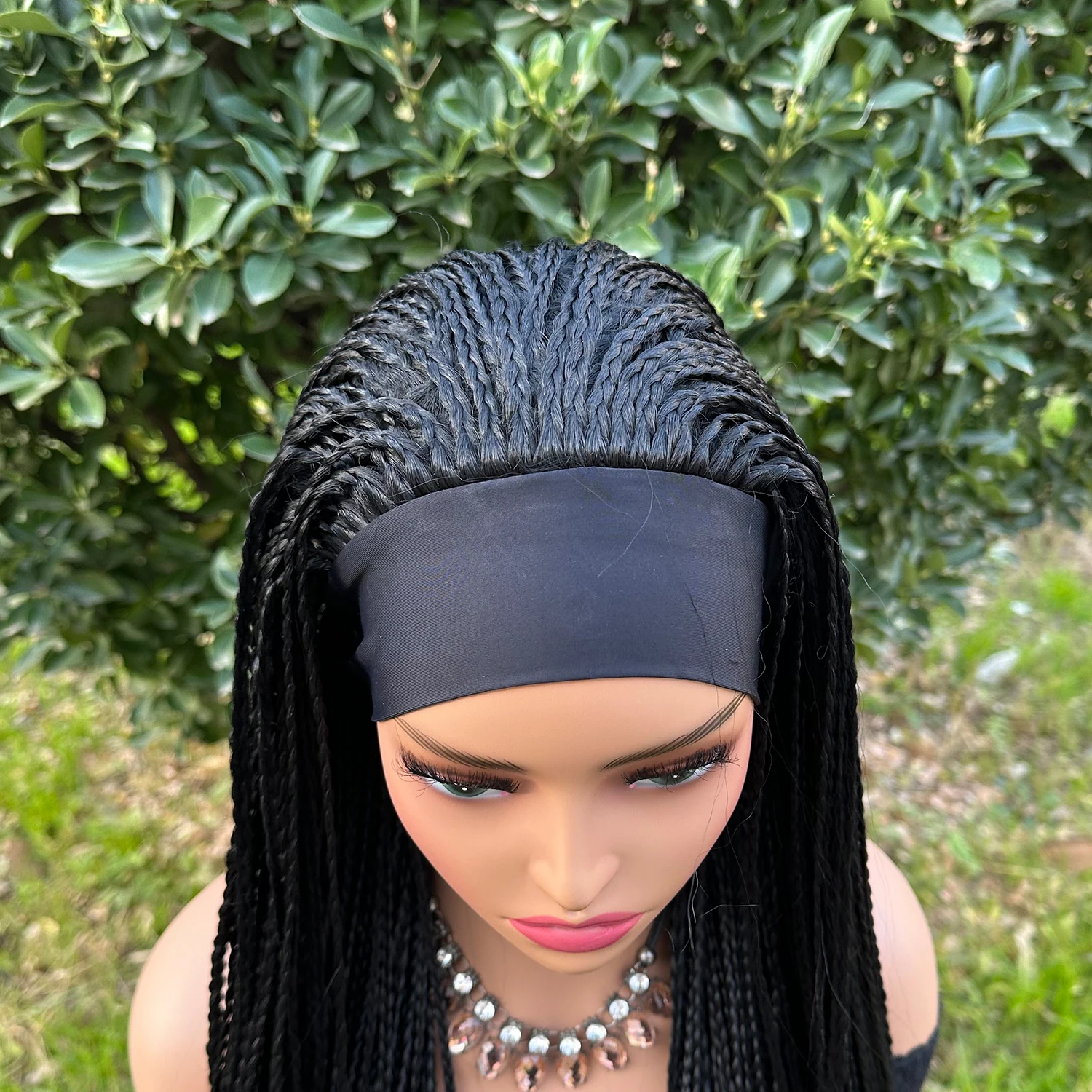 Ombre Brown Long Headband Box Braids Wig Braided African Dreadlock Wig Synthetic Braiding Beauty Hair Wigs For Women/Men