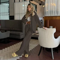 Women Casual Cozy Lapel Pink Shirt Pants Suits Fashion Single Breasted Blouses Elastic Waist Pant Set 2025 Spring Loose Outfits - Image 6