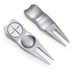 Golf Divot Repair Tool Metal Magnetic Pitch Groove Cleaner Portable Zinc Alloy Pitch fork Golf Accessories Putting Green Fork
