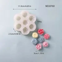 7Pcs Flower Silicone Molds 3D Rose Peony Chocolate Cake Baking Mold Handmade Candle Soap Gypsum Resin Handicraft Making Tools 4
