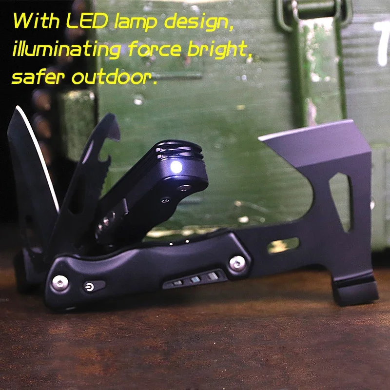 Outdoor multifunctional portable folding axe Hammer Stainless steel camping survival axe car broken window claw hammer tool 5