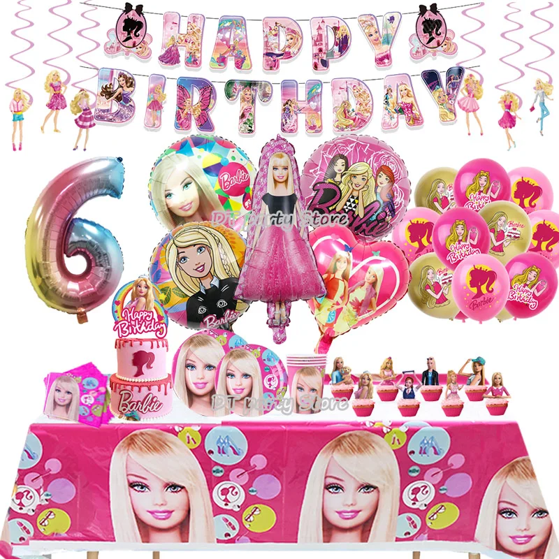 Decoracion De Cumpleaños Barbie - Juguetes Y Aficiones - AliExpress