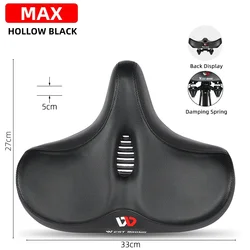 Ergonomic Shock - Absorbing Bicycle Saddle - Comfortable & Thick Cushion (120 Hollow Black)