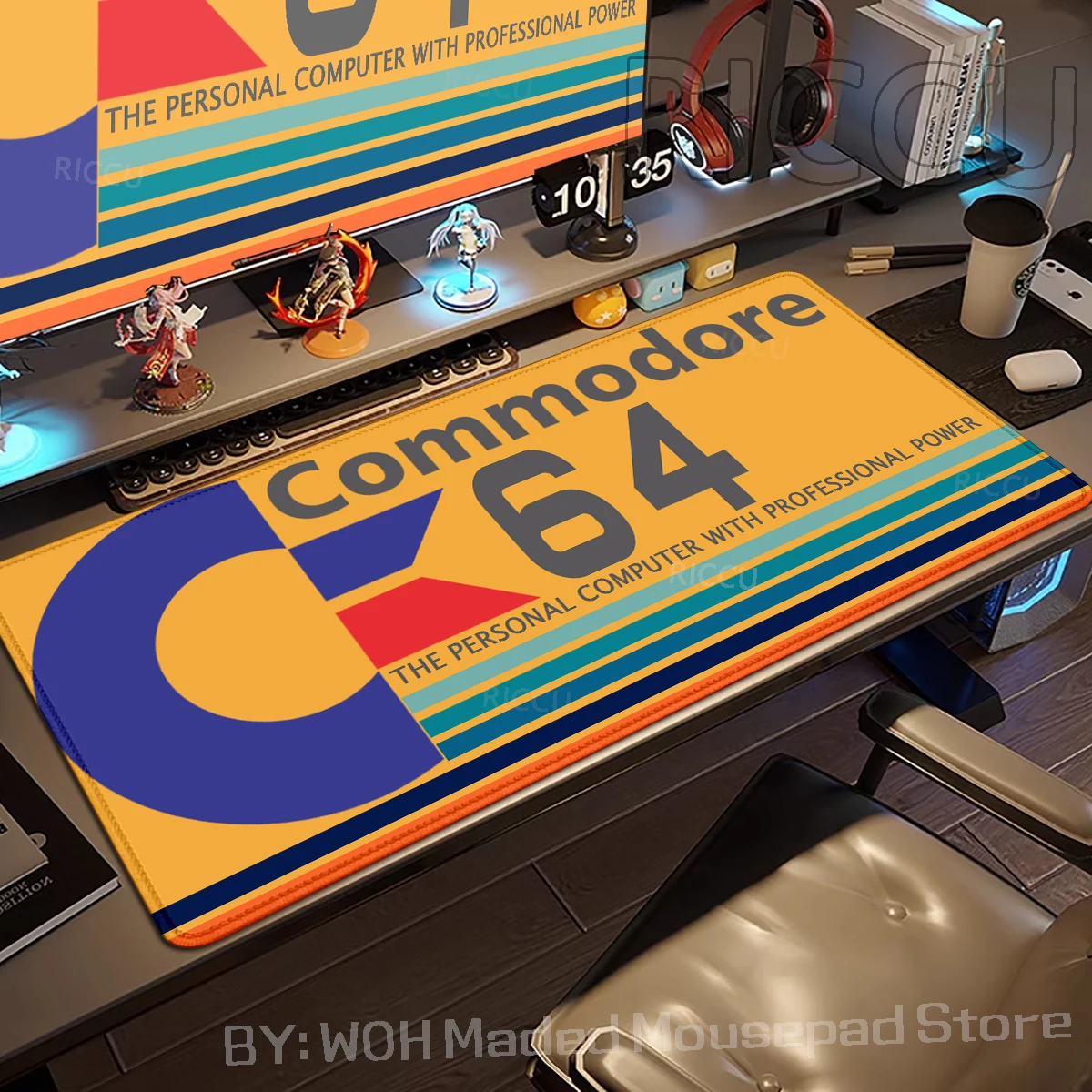 Tastatur-Mauspad, Commodore 64-Mauspad, XXL, rutschfest, Lockedge, Minimalismus, Büro, PC-Zubehör, XL, Gaming, großes Schreibtisch-Schrank-Pad