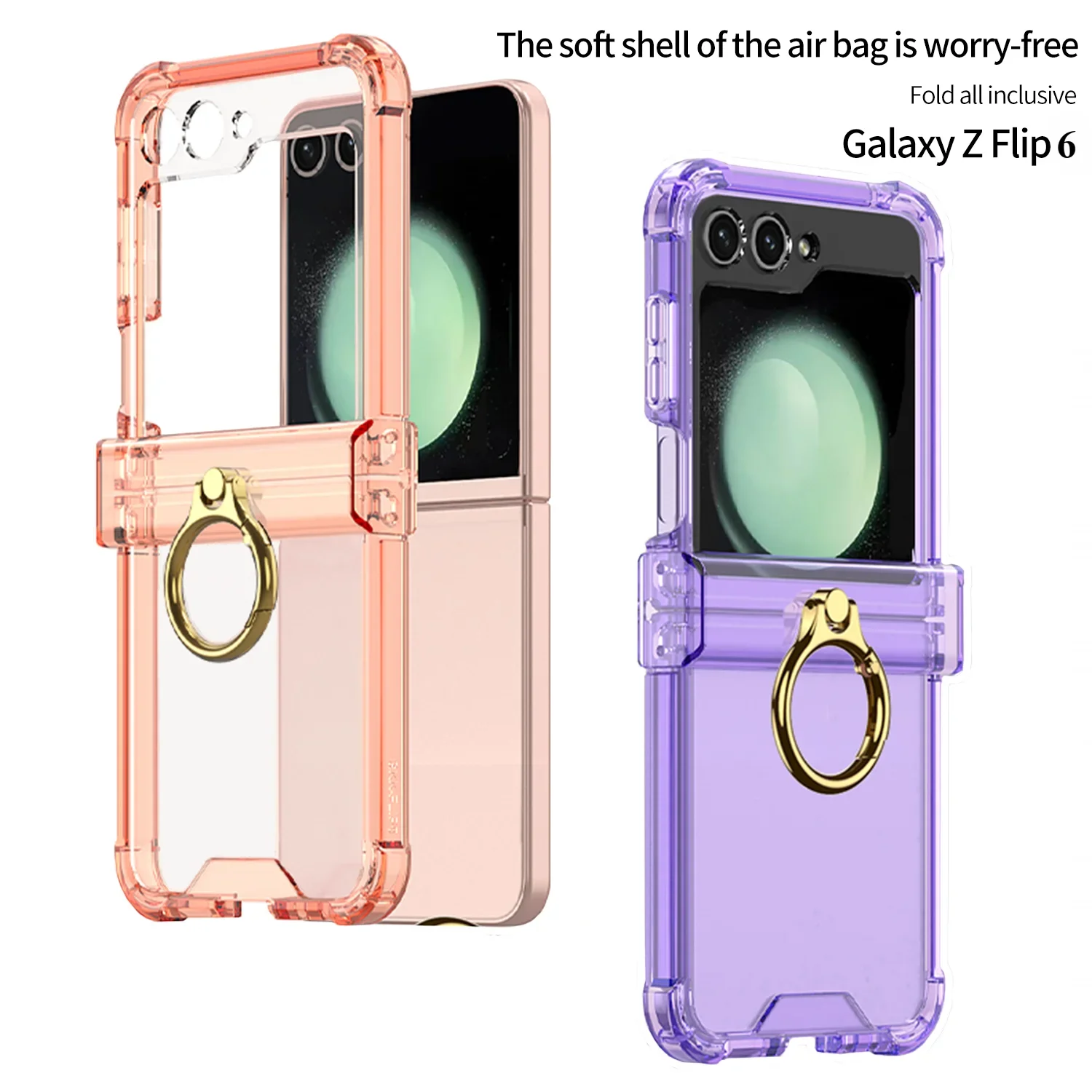 Colorful Transparent Foldable Ring Bracket Case with Shockproof Protection