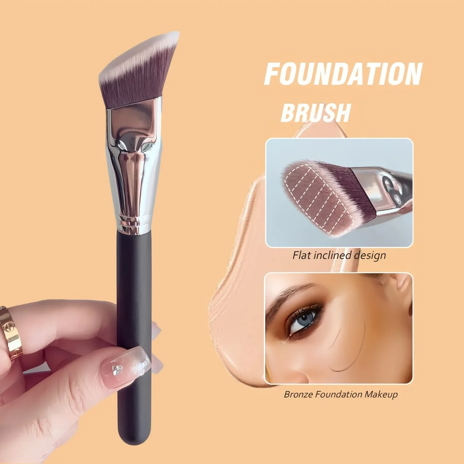Description Picture 2 of itemLiquid Foundation Brush Soft Synthetic Bristles Streak-Free for Liquid Cream All Skin Types Face Makeup Tool