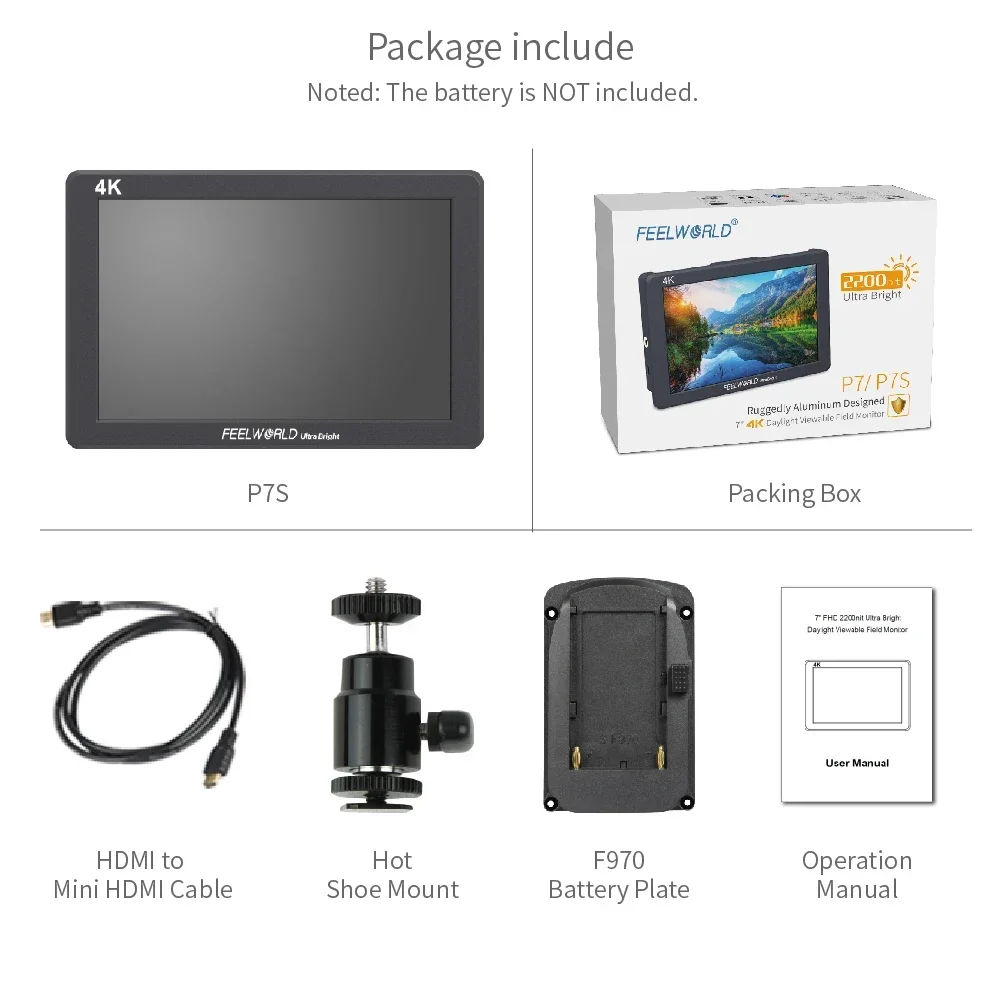 FEELWORLD P7S 4K Monitor 7Inch 3G-SDI on Camera monitor Field DSLR Monitor Aluminum Focus Assist 4K For Sony Canon Nikon
