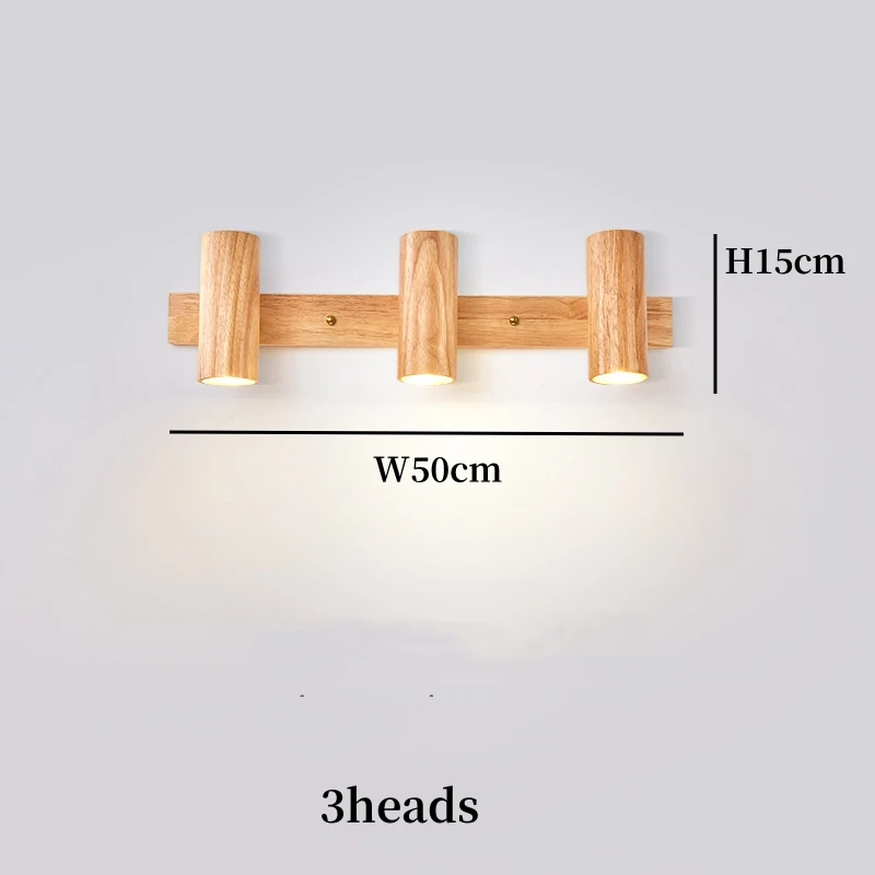 Wooden Nordic Wall Lamp Mirror Modern Wall Sconce For Bedroom Living Room Home Lighting vanity Steering Head Mirror Front Lights