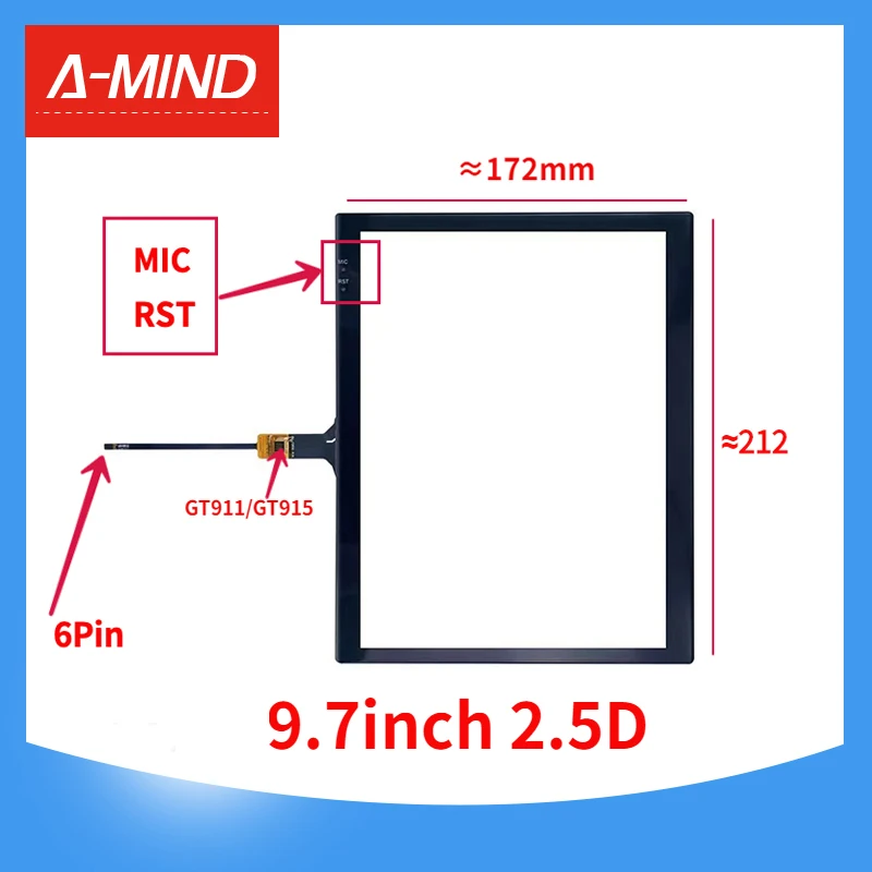 

New 9.7 Inch 2.5D GT911 GT915 915L 6Pin 212*172mm Touch Screen Sensor Digitizer Glass For Car Radio GPS Navigation Tesla Panel