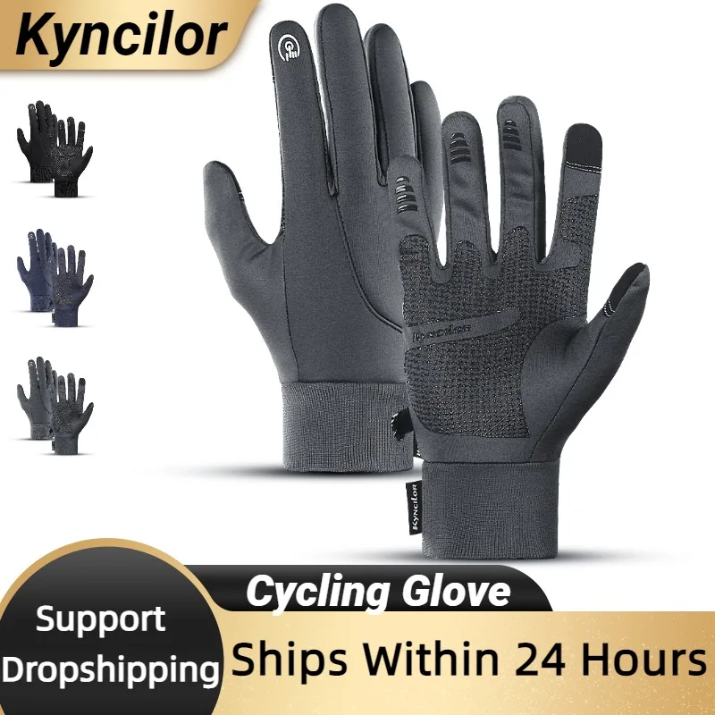 KyncilorWinterCyclingGlovesWaterproofLeatherBikeGlovesforMen