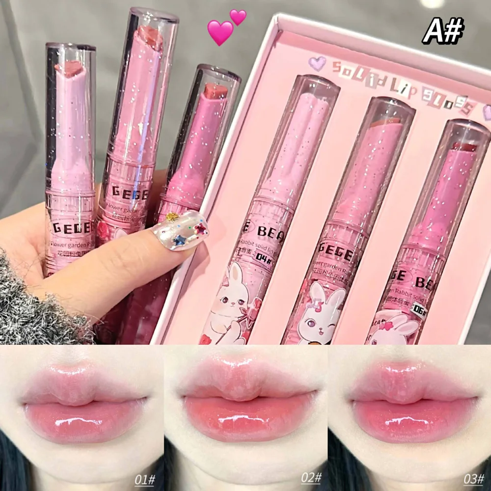 Lip Gloss Solid Lip Gloss Gege Bear Garden Pink Rabbit Moisturizing Watery Colored Lip Balm Tender Lipstick Set