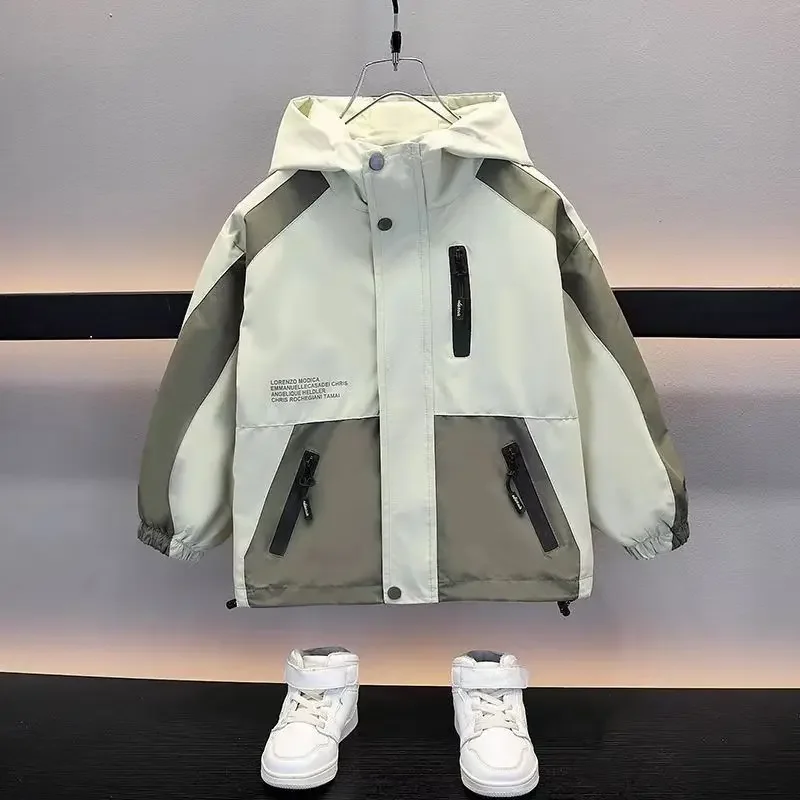Boy's Coat Spring And Autumn Clothing Children Medium And Large Children Casual Fashion PlanktonTrend Storm Jacket Loose Version