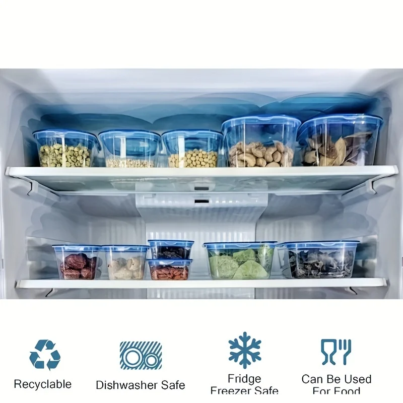 15 pcs (with lid)-Plastic Food Storage Containers, Bento Boxes, Lunch Boxes, Reusable Food Storage Containers