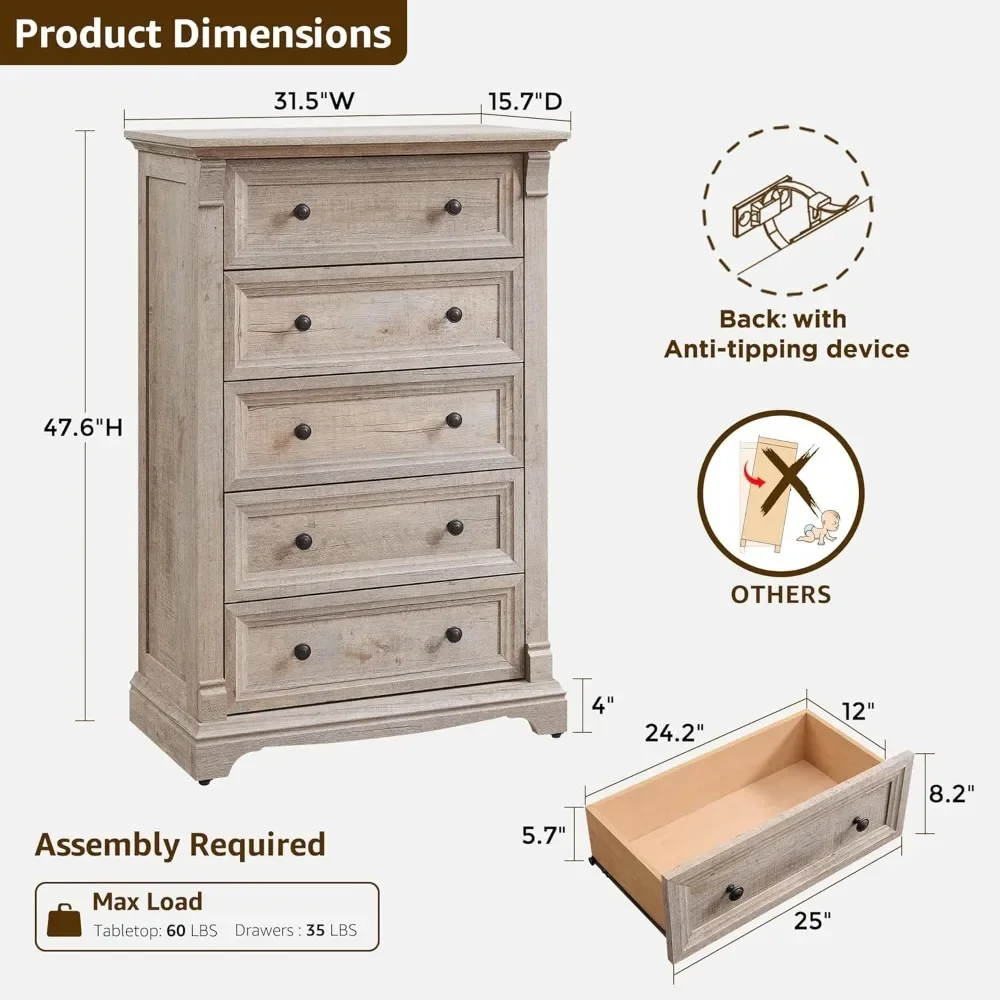 Rustic 5-Drawer Dresser 2