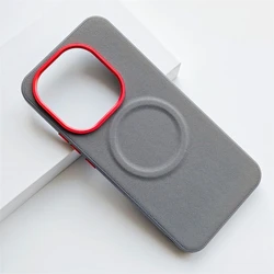 Magnetic Fine Grained Leather Case with Matte Finish and Metal Lens Frame Cover - Xiaomi 17 (GRAY)
