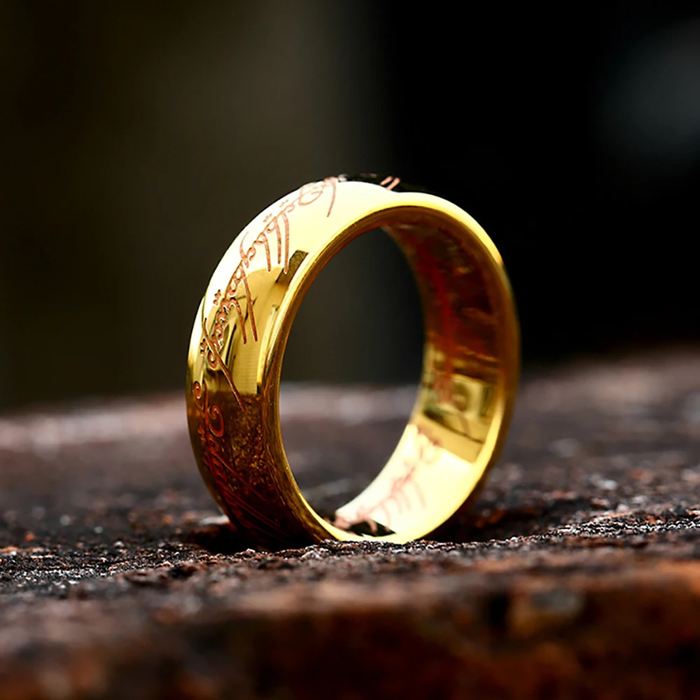 2024 New Trendy Simple 3D Carved Faith Ring Stainless Steel Couple Color Plated Chain Rings Retro Men's Jewelry Gifts Custom 1