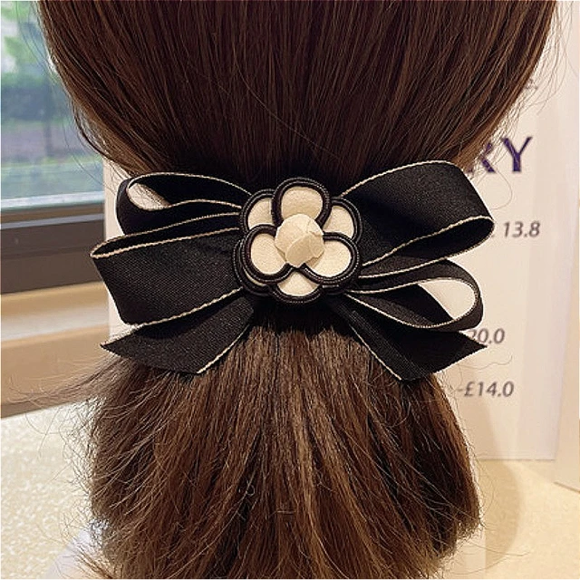Korean version of the new small fragrance bow hairpin hair accessories back  head fabric diamond spring clip top clip hair pins - AliExpress