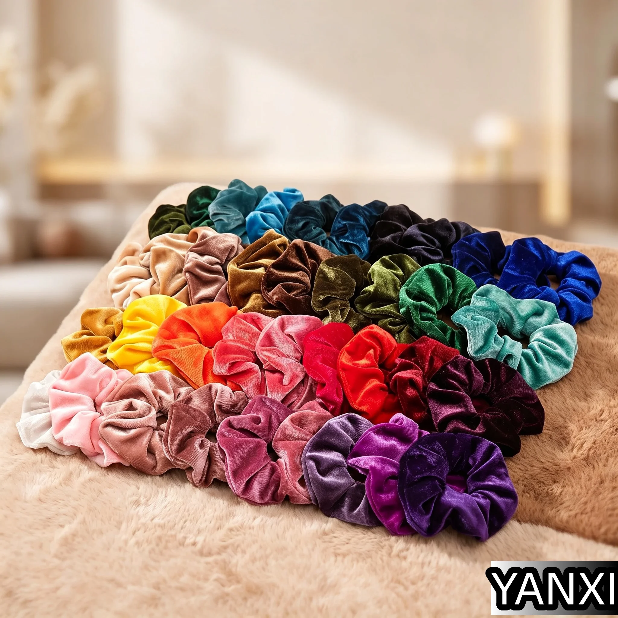 Elegant Velvet Scrunchies - 30-Pack Elastic Hair Ties