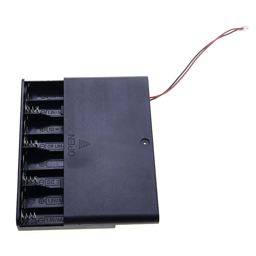 YuXi 1개 AA 배터리 보관함 케이스 8 슬롯 배터리 홀더 터미널 와이어 포함 SM Dupont PH2.0 XH2.54 USB 플러그