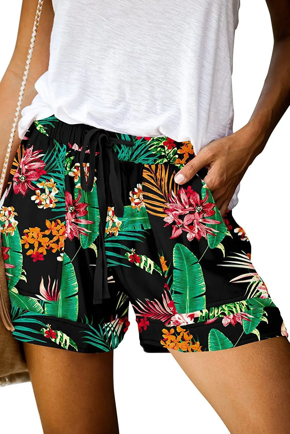 2023 Summer New Short Print High Waist Straight Short Women's Casual Pants Women's Beach Pants Hot Pants Women's shorts