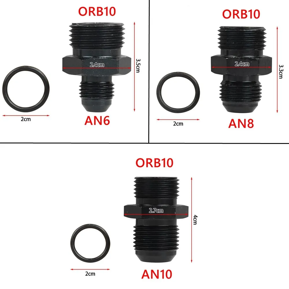 ORB O-ring AN6 AN8 AN10 Aluminum Male Adapter Flare Fitting Union Nitrous Oil Fuel Hose End Straight AN Male To AN Coupler oil line fitting adapter aluminum hose fitting