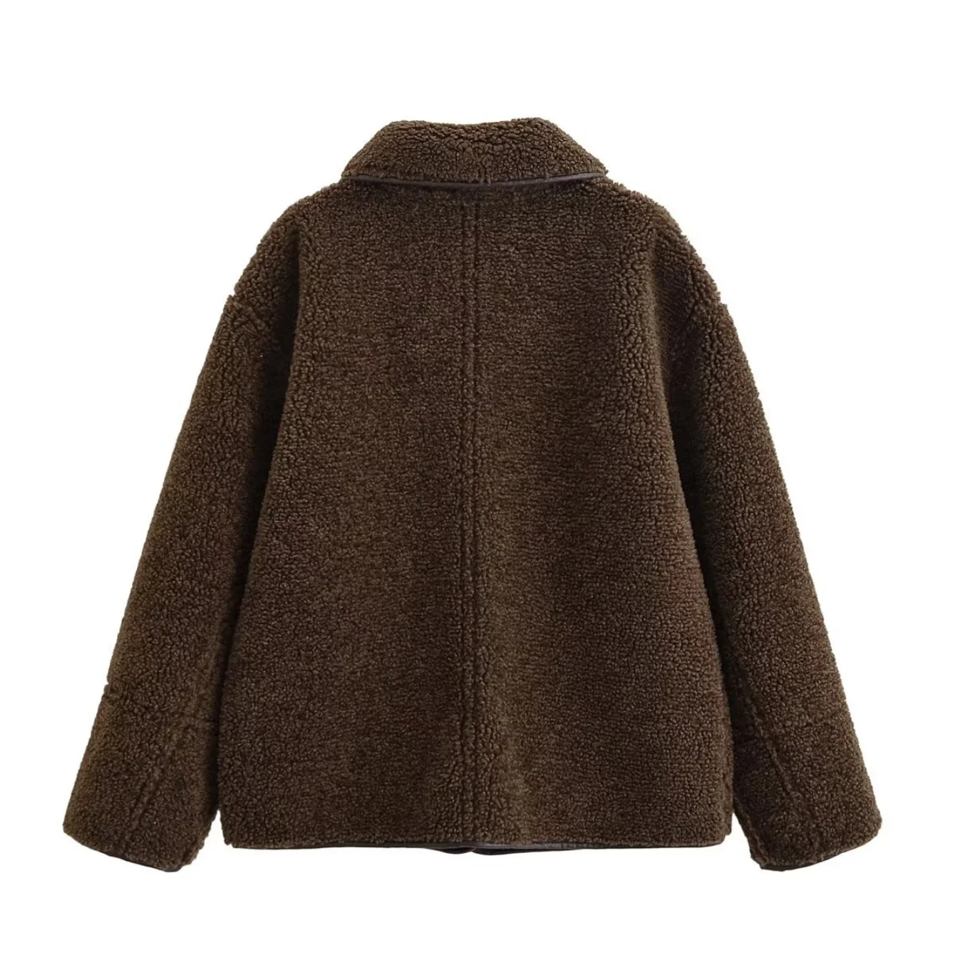 Women Autumn Winter Leatherette Jacket Female Double-Sided Coat Lady Single Breasted With Pockets Long Sleeved Jacket Streetwear