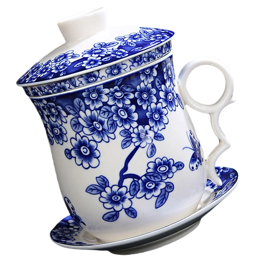 

1 Set Porcelain Tea Cup With Saucer And Infuser Ceramic Teaware Chinese Style Traditional Tea Mug With Lid