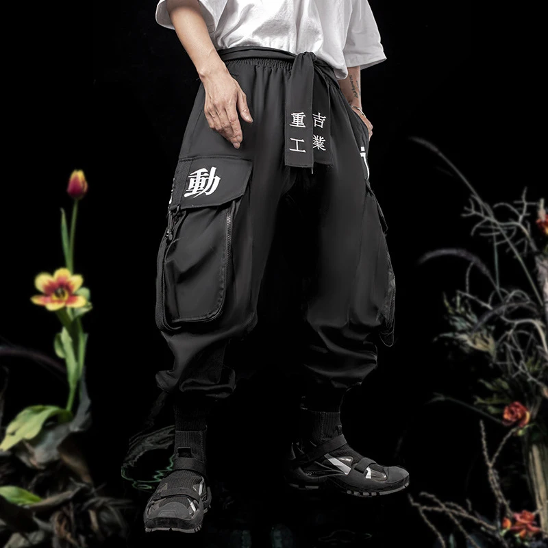 11 BYBB'S DARK Techwear Cargo Pants Men Hip Hop Big Pockets Joggers Trousers Elastic Waist Ribbon Harajuku Streetwear Pant Male 3