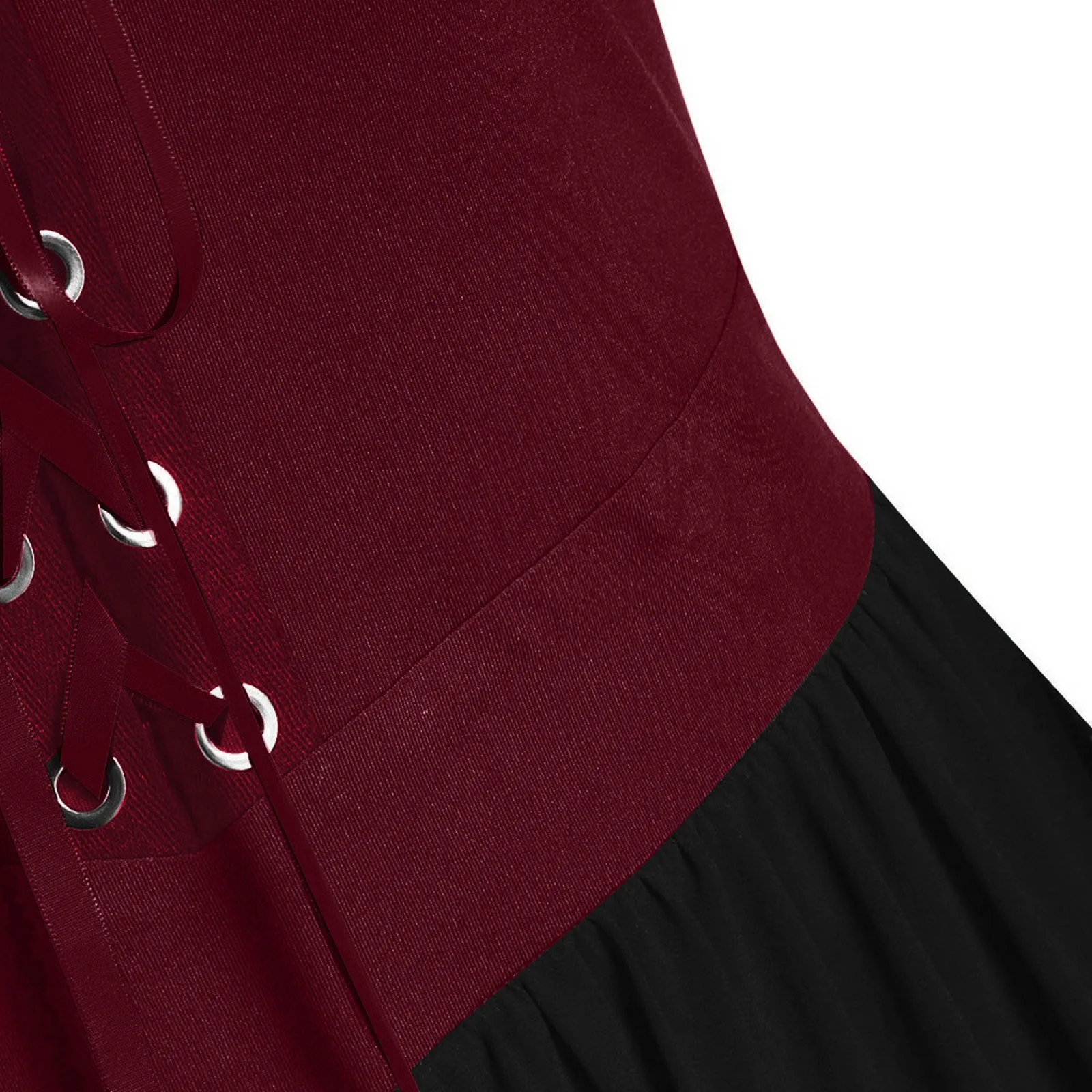Damenmode Halloween Hexe Cosplay Kostüme Gothic Schulterfrei Schnürverband Mesh Sheer A-Linie Langes Kleid Partykleidung – Detail 25