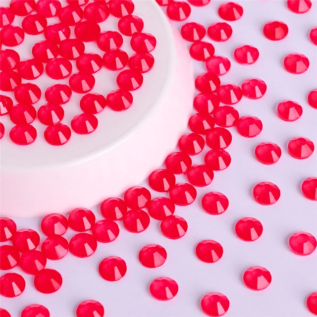 High Quality SS6-SS30 Neon Red Glass Flatback Rhinestone Glitter Round Glue On Stone Non Hotfix Rhinestones for DIY Nail Art