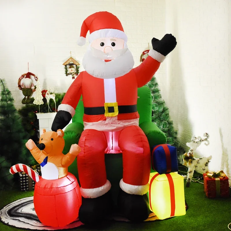 

230CM Santa Claus Inflatable Toys Xmas Outdoor Decoration for Home Garden with LED Lights New Year Holiday Party Ornament