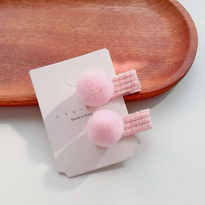 Neue 2 stücke koreanische kawaii Bonbon farbe Pompons Haars pangen kleine Mädchen Prinzessin Haars pangen Kopf bedeckung Mädchen Kinder Haarschmuck – Detail 5