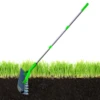 Alloy Steel Weed Harrow Garden Leaf Rake Twin-Head Weeding  3 Sections Removable Rods Garden Dethatcher for Clearing Hay 5