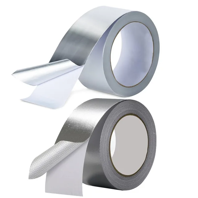 Cinta de papel de aluminio, 2 pulgadas x 65 pies (3.9 mil), cinta adhesiva  de aislamiento de metal resistente a altas temperaturas, color plateado