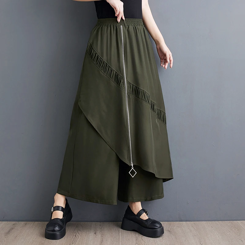 

Летние новые стильные широкие брюки SuperAen 2024, модные повседневные однотонные брюки на молнии