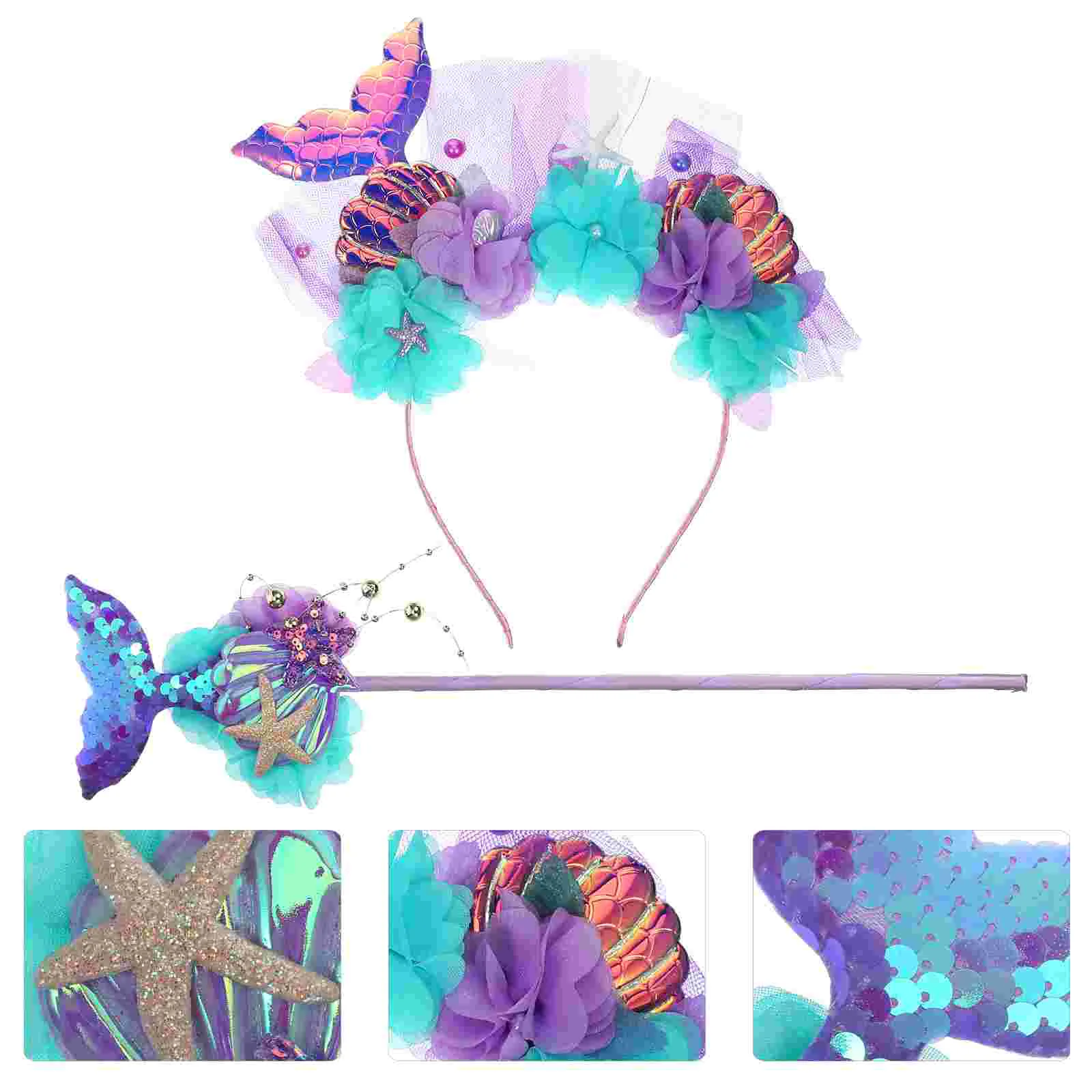 Mermaid Headband Party Decoration Decorations Accessory Fabric Hair