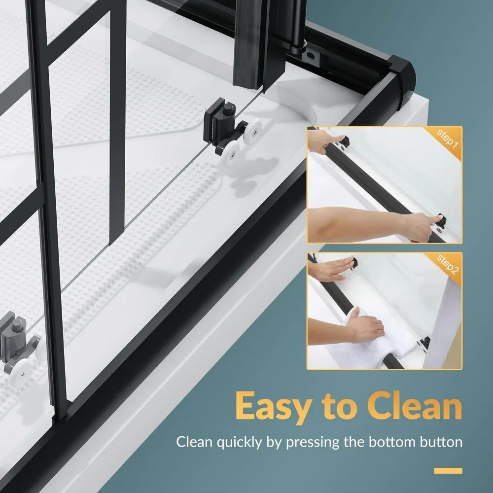 Corner Showers Door 34 in.D X 34 in. W X 72 in. H, Enclosure with Shower Base, with 1/4" Tempered Glass Shower Doors 4