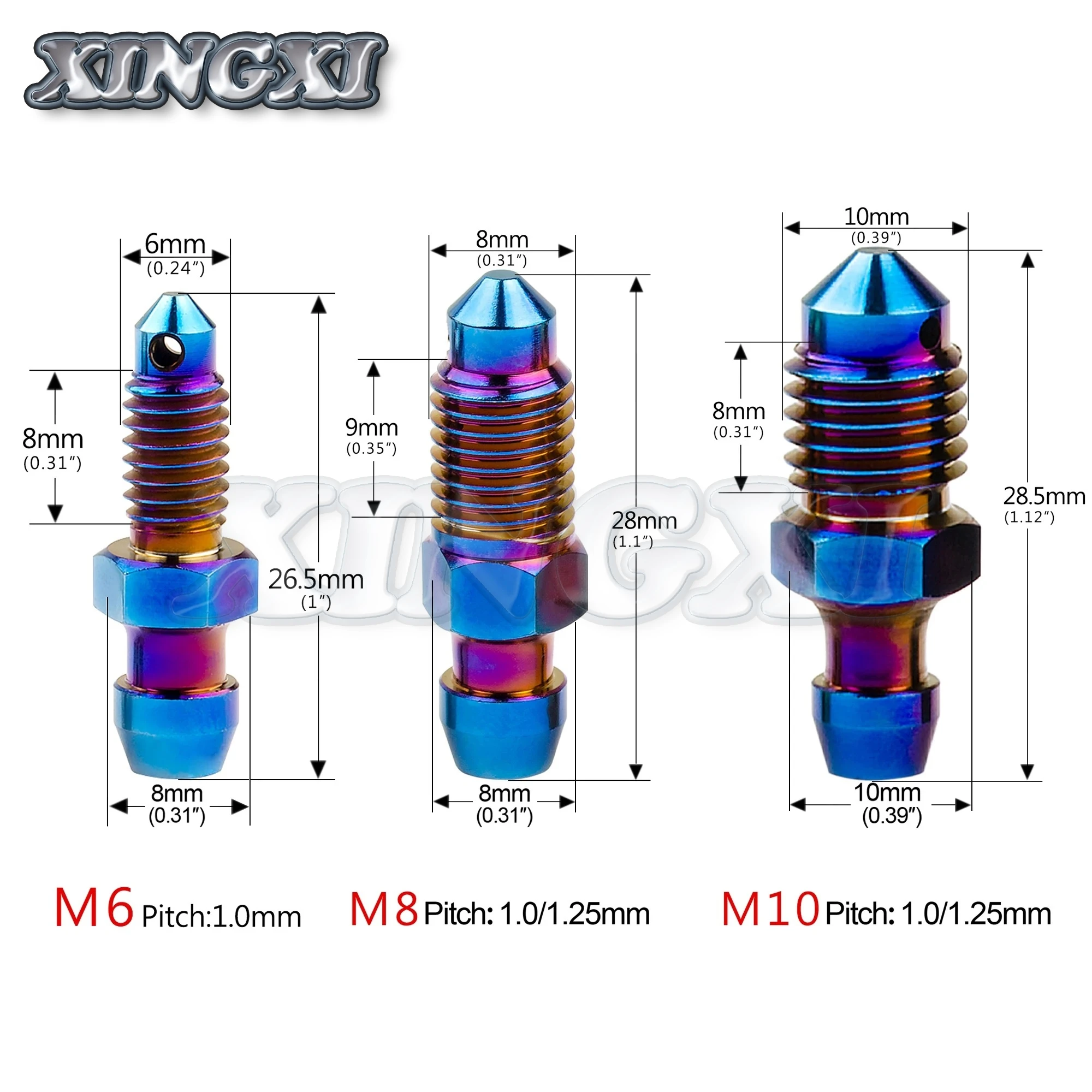 Screw Bolt Nut Set Xingxi Titanium Alloy Ti M6 M8 M10 Bolt P1.0 1.25mm for Motorcycle Brake Caliper