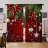 2Pcs Christmas Curtains Classical Pine Tree Snowflakes Red Green Xmas Room Suitable For Living Room Bedroom Kitchen And Bathroom 2