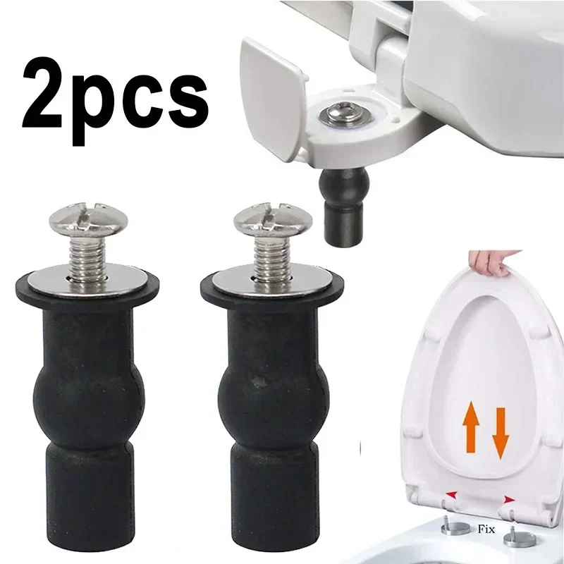 2 Set Toilet Seat Screws Hinges Expanding Rubber Top Nuts Fixings Toilet Blind Hole Replacement Kit Rubber And Stainless Steel toilet seat accessories toilet hinge replacement