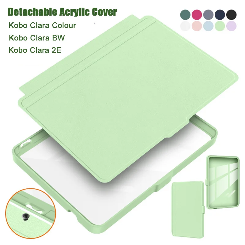 Detachable Acrylic Clear Back Case with PU Leather Smart Sleep Cover